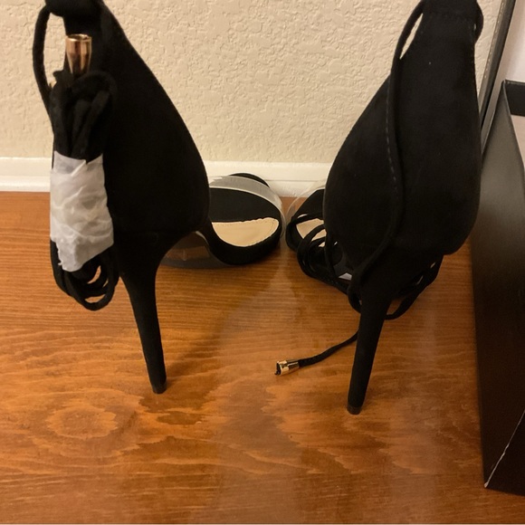 Lulus Womens Ledah Black Open Toe Lace Up Stiletto Gladiator Heels Size 8 - Picture 9 of 11